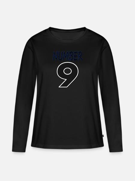 Nummer 9 Zahl 9 Nummer neun 9. Geburtstag Geschenk - Frauen Premium Bio Langarmshirt - Schwarz