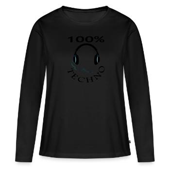 100% Techno Fan Techno musique École de musique Cadeau - T-shirt manches longues Premium bio Femme - noir - Devant - Julia (174cm)
