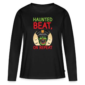 Haunted Beat, On Repeat Policeman Halloween - Women's Premium Organic Long Sleeve Shirt - black - Front - Julia (174cm)