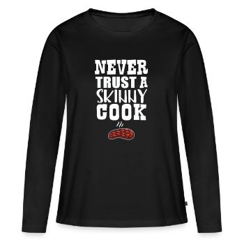 Cadeau drôle de Noël de cuisine gastronomique - T-shirt manches longues Premium bio Femme - noir - Devant - Julia (174cm)