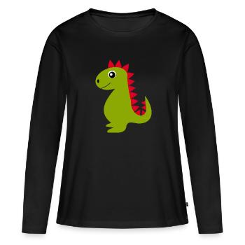 Kawaii Dino Kawaii Chibi Kawaii Animaux - T-shirt manches longues Premium bio Femme - noir - Devant - Julia (174cm)