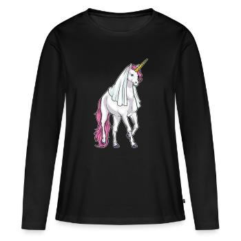 Licorne Voile de mariée Mariage - T-shirt manches longues Premium bio Femme - noir - Devant - Julia (174cm)
