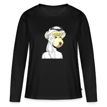 Ape mit Goldbrille - Frauen Premium Bio Langarmshirt - Schwarz - Vorne - Julia (174cm)