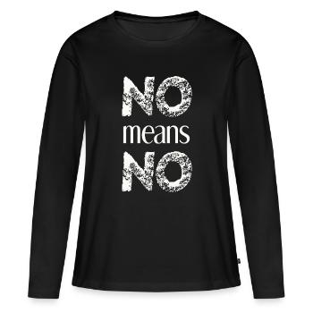 Non signifie pas de cadeau Idée Féminisme Consentement - T-shirt manches longues Premium bio Femme - noir - Devant - Julia (174cm)