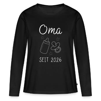 Oma seit 2026 Geschenk für Muttertag - Frauen Premium Bio Langarmshirt - Schwarz - Vorne - Julia (174cm)
