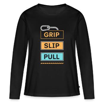Grip Slip Pull en Pastel - T-shirt manches longues Premium bio Femme - noir - Devant - Julia (174cm)