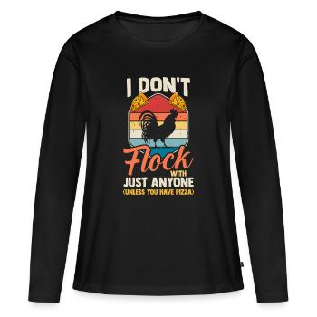 Farmer Rooster Flock Poulet Pizza - T-shirt manches longues Premium bio Femme - noir - Devant - Julia (174cm)