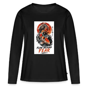 Koi-Drache Flow Beyond Fear - Frauen Premium Bio Langarmshirt - Schwarz - Vorne - Julia (174cm)