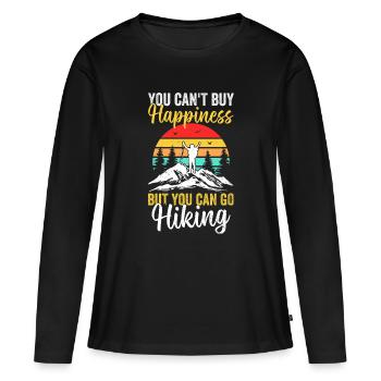 On ne peut pas acheter le bonheur, mais on peut aller faire de la randonnée - Bonjour - T-shirt manches longues Premium bio Femme - noir - Devant - Julia (174cm)