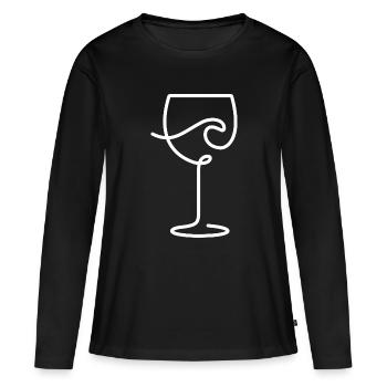 Verre à vin pour les amateurs de vin et temps mort - T-shirt manches longues Premium bio Femme - noir - Devant - Julia (174cm)