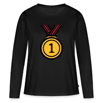 Siegermedallie - Women's Premium Organic Long Sleeve Shirt - black - Front - Julia (174cm)