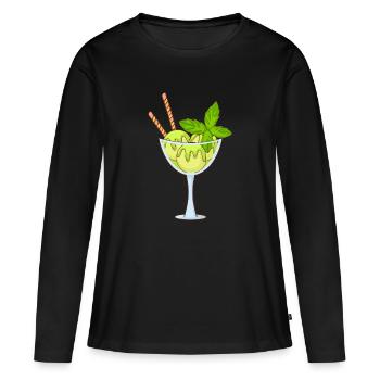 Crème glacée, crème glacée, crème glacée, crème glacée, boule, crème glacée, sundae - T-shirt manches longues Premium bio Femme - noir - Devant - Julia (174cm)