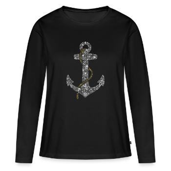 Anker - Frauen Premium Bio Langarmshirt - Schwarz - Vorne - Julia (174cm)