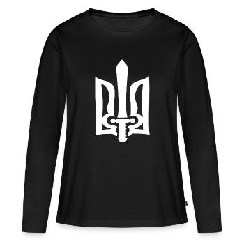 Ukraine - Frauen Premium Bio Langarmshirt - Schwarz - Vorne - Julia (174cm)