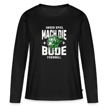Toooooor!Bude gemacht! - Frauen Premium Bio Langarmshirt - Schwarz - Vorne - Julia (174cm)