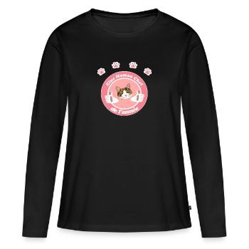 Elue Maman Chat de l'année - humour - T shirt chat - T-shirt manches longues Premium bio Femme - noir - Devant - Julia (174cm)