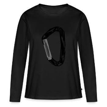 Karabiner - Frauen Premium Bio Langarmshirt - Schwarz - Vorne - Julia (174cm)