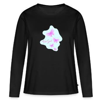 Free Spirit - Frauen Premium Bio Langarmshirt - Schwarz - Vorne - Julia (174cm)