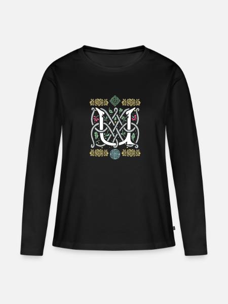 U - Frauen Premium Bio Langarmshirt - Schwarz