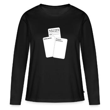 Lustige Karten gegen die Menschheit - Frauen Premium Bio Langarmshirt - Schwarz - Vorne - Julia (174cm)