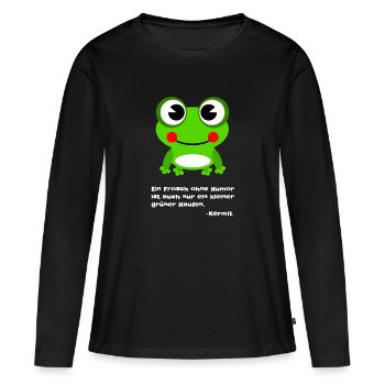 Frosch ohne Humor - Frauen Premium Bio Langarmshirt - Schwarz - Vorne - Julia (174cm)