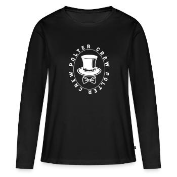 Polter Crew Fiançailles Mariage - T-shirt manches longues Premium bio Femme - noir - Devant - Julia (174cm)
