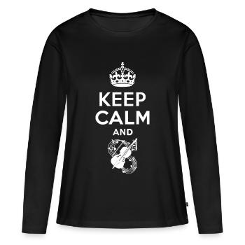 Keep Calm - Geige - T-shirt manches longues Premium bio Femme - noir - Devant - Julia (174cm)