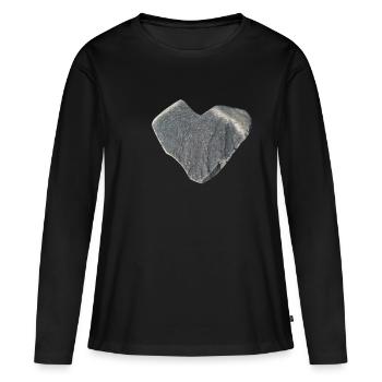Cadeau de collectionneur de pierres coeur de pierre - T-shirt manches longues Premium bio Femme - noir - Devant - Julia (174cm)