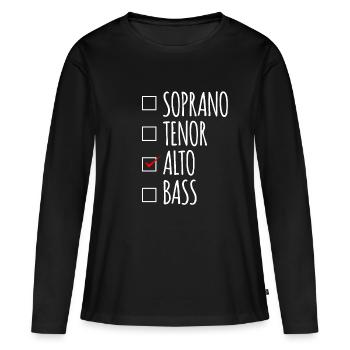 Voix de choeur de basse soprano ténor alto - T-shirt manches longues Premium bio Femme - noir - Devant - Julia (174cm)