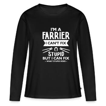 Je suis un maréchal-ferrant que je ne peux pas réparer stupide mais je peux réparer ... - T-shirt manches longues Premium bio Femme - noir - Devant - Julia (174cm)