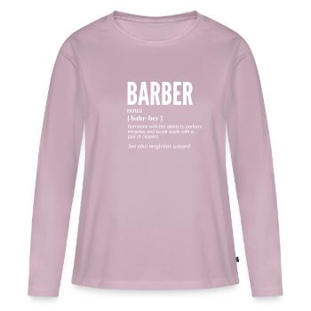 Barber Definition T-Shirt Cadeau Barbe Barber Shop - T-shirt manches longues Premium bio Femme - rose poudré - Devant - Julia (174cm)