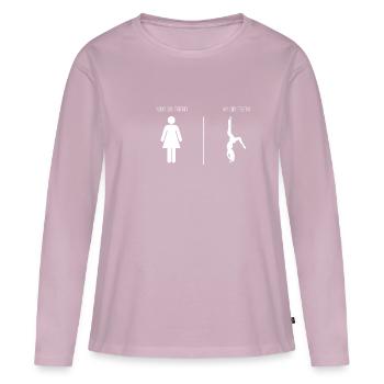 Votre petite amie ma copine Pole Dance - T-shirt manches longues Premium bio Femme - rose poudré - Devant - Julia (174cm)