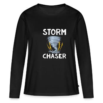Storm Chaser Chasseur de tempête cadeau - T-shirt manches longues Premium bio Femme - noir - Devant - Julia (174cm)