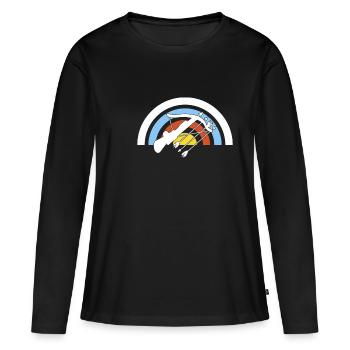 Arbalète Sagittaire Cadeau - T-shirt manches longues Premium bio Femme - noir - Devant - Julia (174cm)
