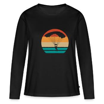 Vintage Retro Skydiver Fallschirmspringer - Women's Premium Organic Long Sleeve Shirt - black - Front - Julia (174cm)