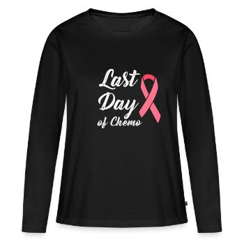 Dernier jour de la chimio Krebs Journée mondiale contre le cancer - T-shirt manches longues Premium bio Femme - noir - Devant - Julia (174cm)