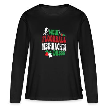 Floorball Weihnachten Floorballspielerin XMAS Team - Frauen Premium Bio Langarmshirt - Schwarz - Vorne - Julia (174cm)