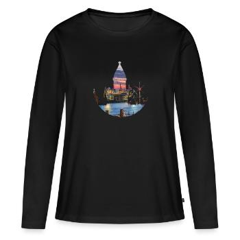 Hambourg - T-shirt manches longues Premium bio Femme - noir - Devant - Julia (174cm)