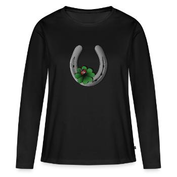Fer à cheval - T-shirt manches longues Premium bio Femme - noir - Devant - Julia (174cm)