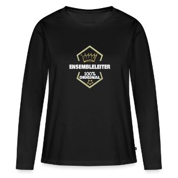 Chef d’ensemble - T-shirt manches longues Premium bio Femme - noir - Devant - Julia (174cm)