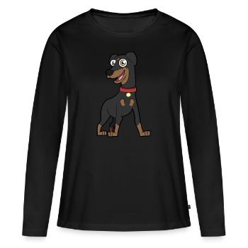 Allemand Pinscher - T-shirt manches longues Premium bio Femme - noir - Devant - Julia (174cm)