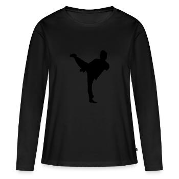 Bruce Lee Shadow Sidekick - Frauen Premium Bio Langarmshirt - Schwarz - Vorne - Julia (174cm)