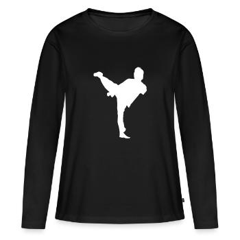 Bruce Lee White Shadow Side Kick - Frauen Premium Bio Langarmshirt - Schwarz - Vorne - Julia (174cm)