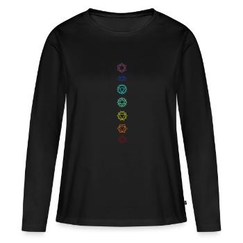 Sept chakras - T-shirt manches longues Premium bio Femme - noir - Devant - Julia (174cm)