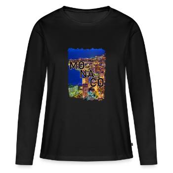Monaco - T-shirt manches longues Premium bio Femme - noir - Devant - Julia (174cm)