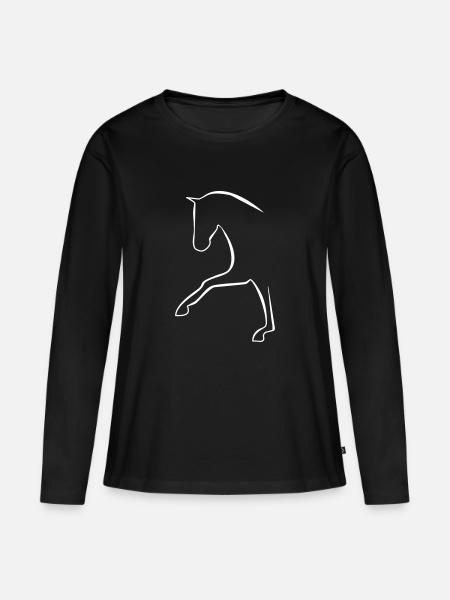 Pferd - Frauen Premium Bio Langarmshirt - Schwarz