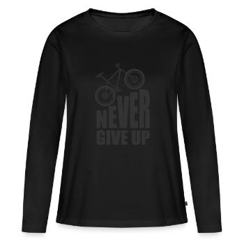 Ne jamais abandonner les cyclistes de VTT - T-shirt manches longues Premium bio Femme - noir - Devant - Julia (174cm)
