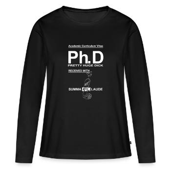 Ph.D assez épais avec Sumna Cum Laude - T-shirt manches longues Premium bio Femme - noir - Devant - Julia (174cm)
