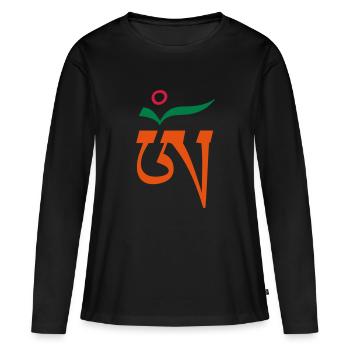 Aum Om tibétain 3c - T-shirt manches longues Premium bio Femme - noir - Devant - Julia (174cm)