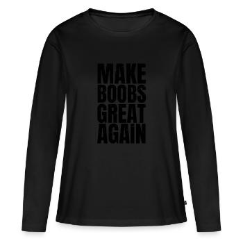 Make BOOBS Great Again vintage - T-shirt manches longues Premium bio Femme - noir - Devant - Julia (174cm)